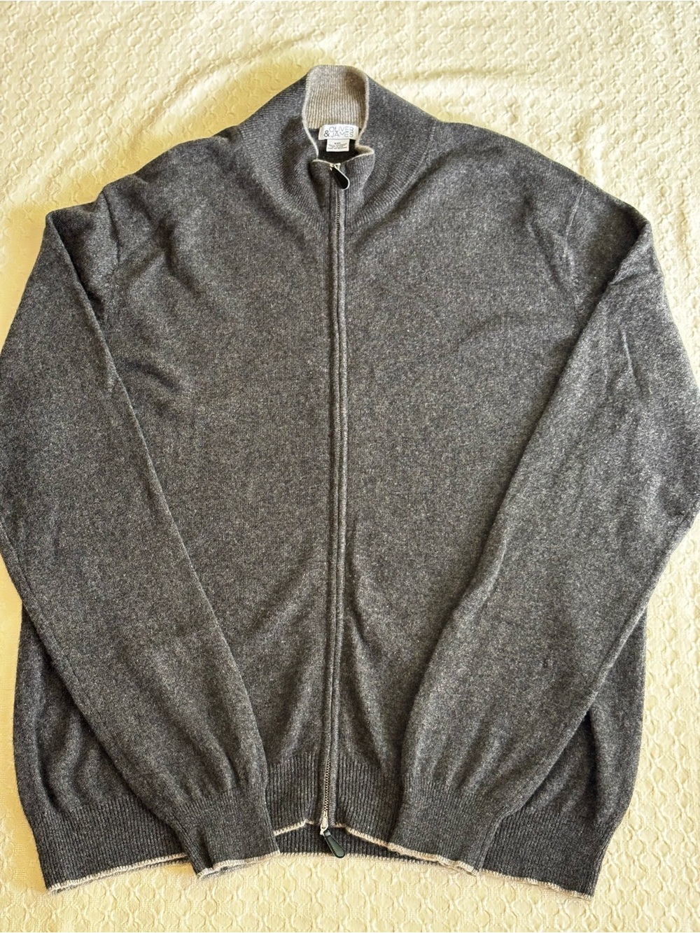 Cashmere-Blend Full-Zip Sweater Jacket - Dark Gray